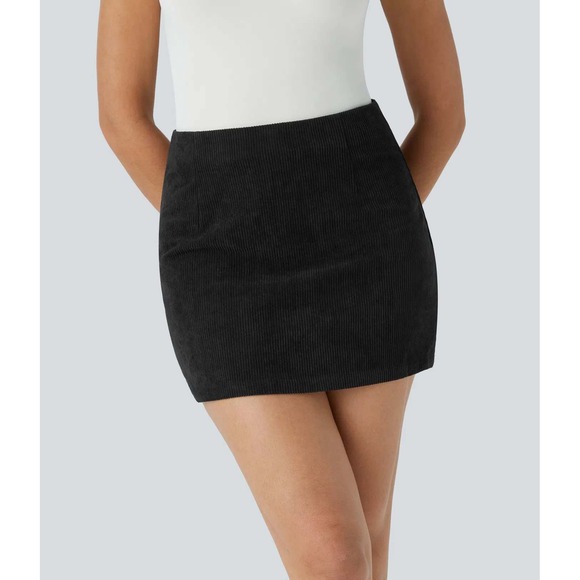 HALARA Dresses & Skirts - Halara High Waisted Invisible Zipper 2-in-1 A Line Mini‎ Corduroy Casual Skirt